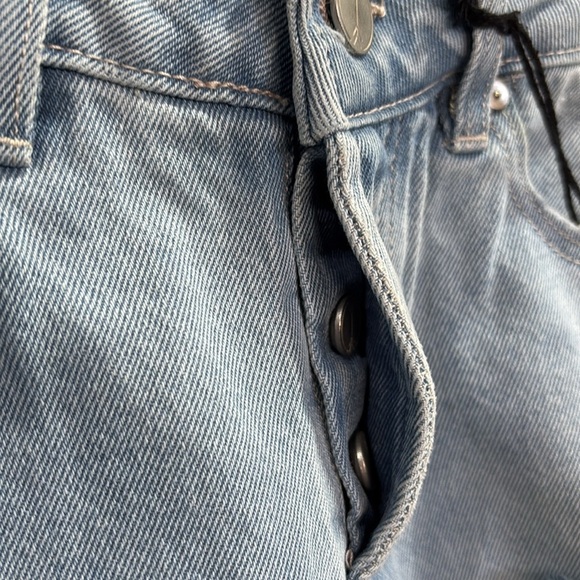 Ban-Jara high rise loose fit, button fly, distressed ripped fringe 5 pocket,belt - Picture 4 of 10